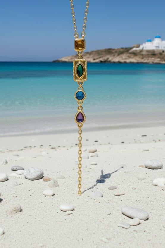 Parure Héra collier & bracelet Duo ou solo en plaqué or 18 carats aux pierres divines — Vogue Française