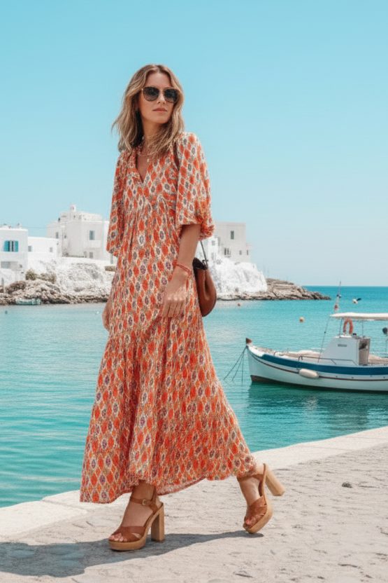 Robe longue gracieuse et énergique — Vogue Française