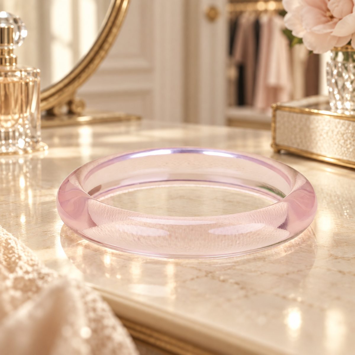 Jonc La Vie en Rose - Bracelet translucide rose poudré — Vogue Française