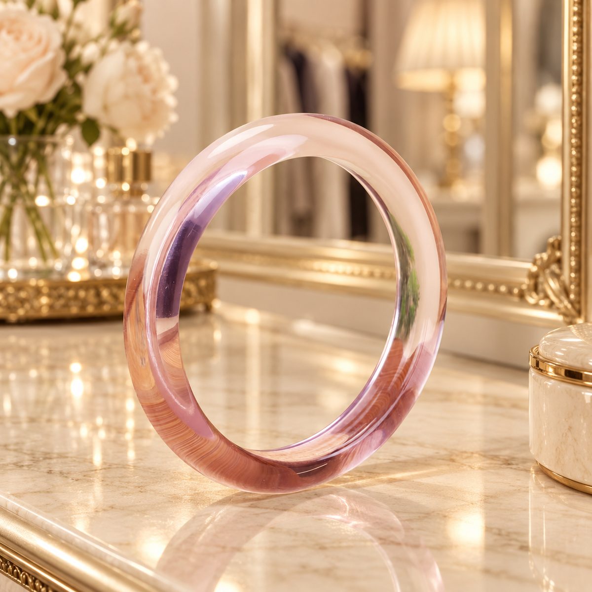 Jonc La Vie en Rose - Bracelet translucide rose poudré — Vogue Française