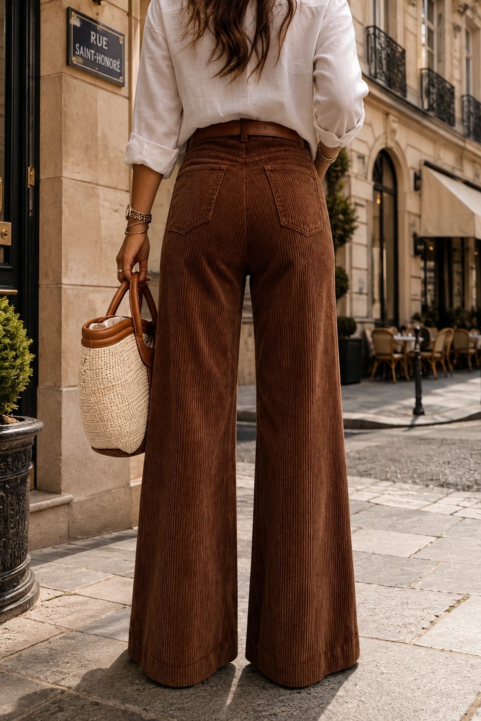 Pantalon tailleur taille haute, coupe droite et poches — Vogue Française