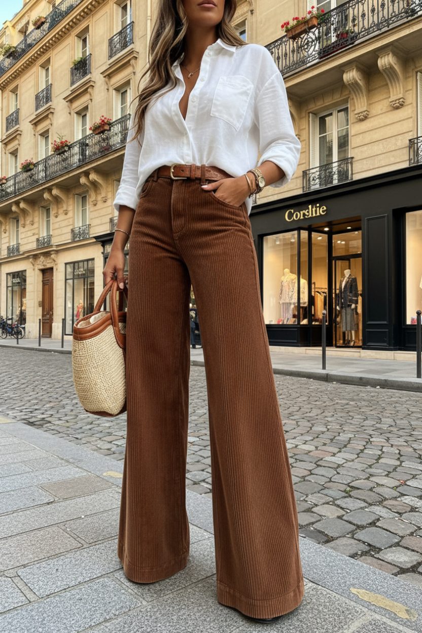 Pantalon tailleur taille haute, coupe droite et poches — Vogue Française